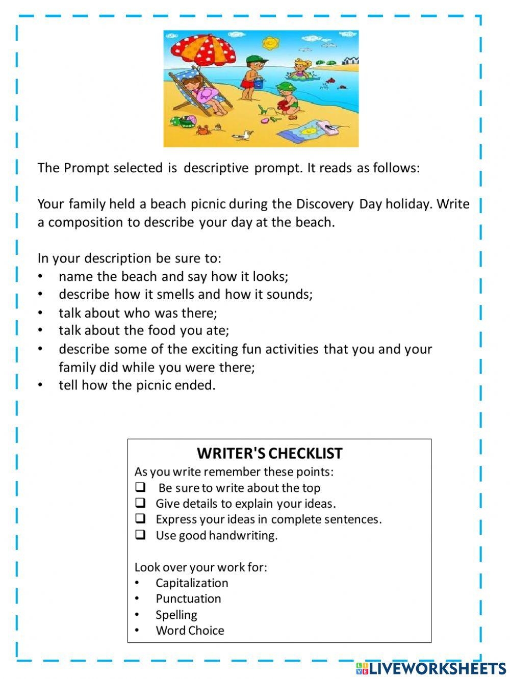 Descriptive Writing Worksheet For 3 Live Worksheets Worksheets Library