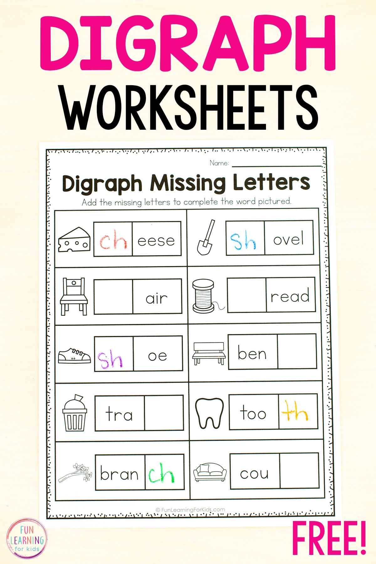 Digraph Missing Sound Worksheets For Phonics Practice Digraph Missing Sound Worksheets For Phonics Practice