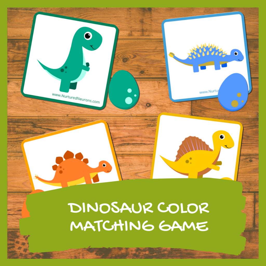 Dinosaur Color Matching Game Amazing Preschool Printable Nurtured Neurons