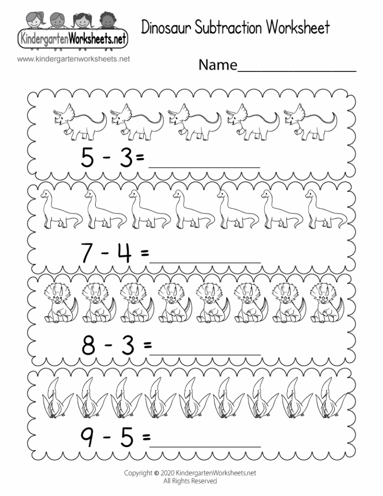 Dinosaur Subtraction Worksheet Free Printable Digital U0026 PDF