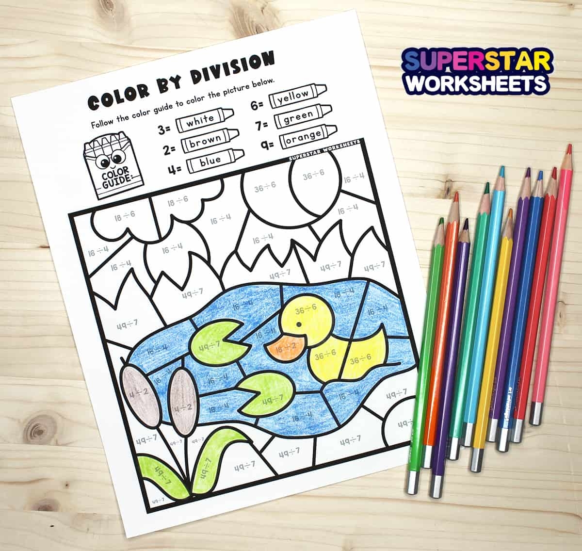 Division Color By Number Superstar Worksheets Division Color By Number Superstar Worksheets