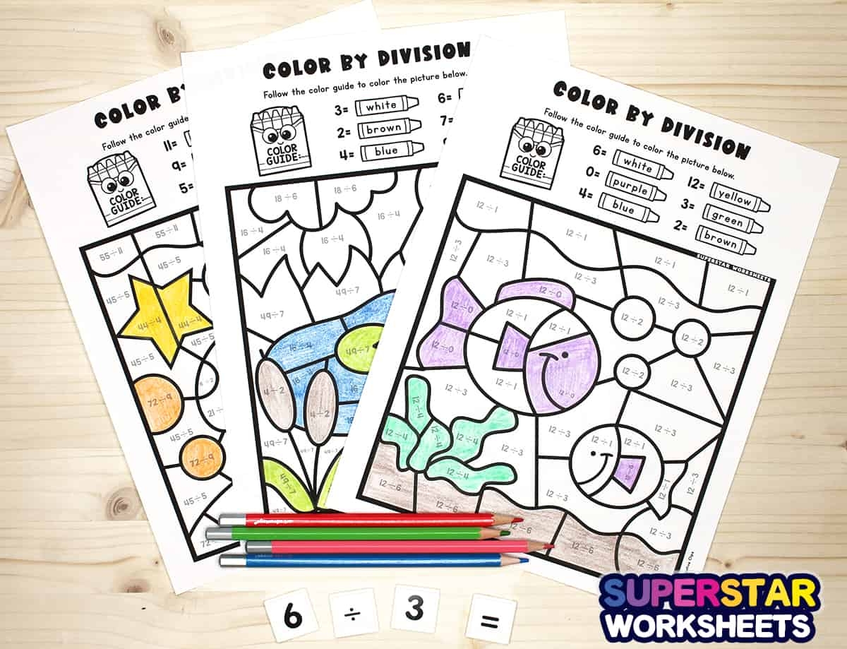 Division Color By Number Superstar Worksheets Division Color By Number Superstar Worksheets
