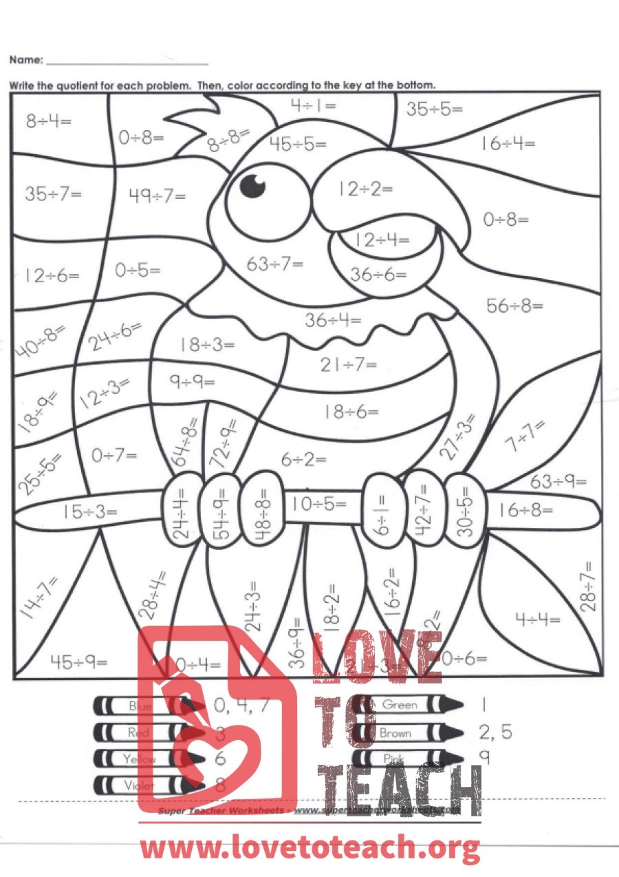 Division Coloring Sheet LoveToTeach Division Coloring Sheet LoveToTeach