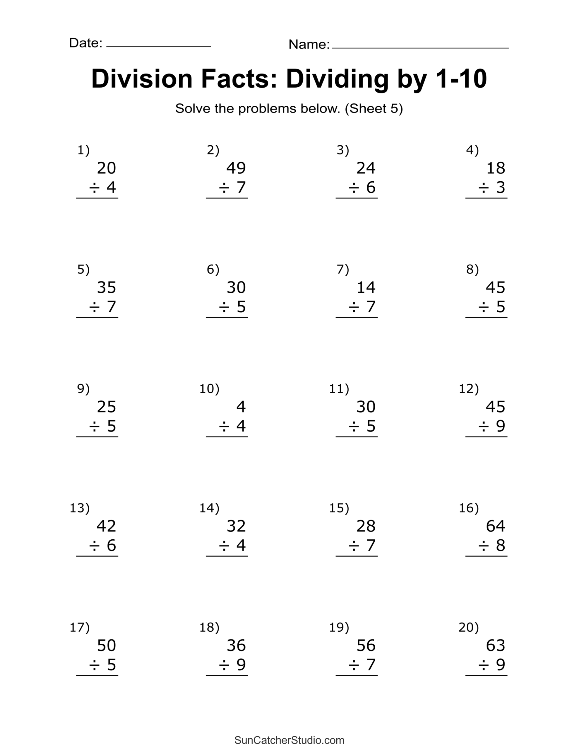 Free Printable Division Worksheets Grade 5 Free Printable Division Worksheets Grade 5