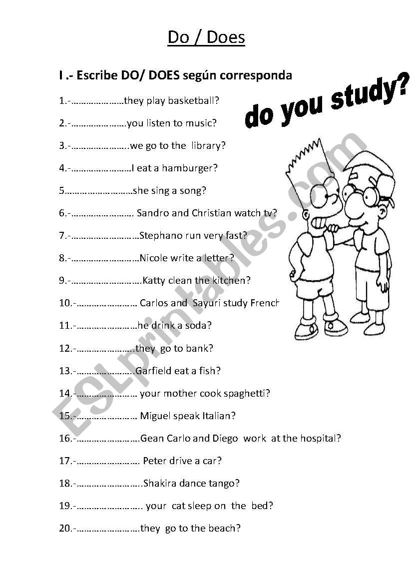 Do Does Worksheet ESL Worksheet By HadaAzul