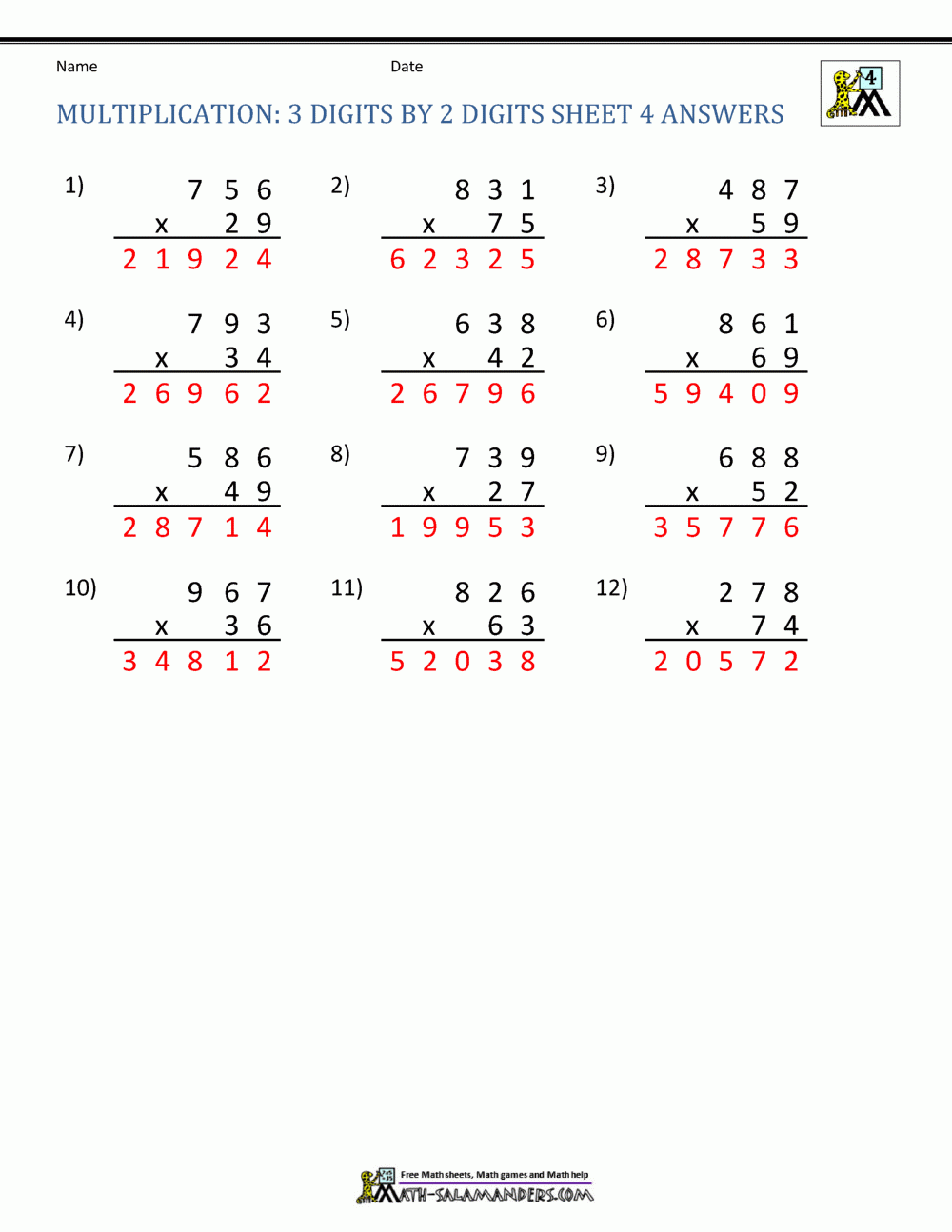 Double Digit Multiplication Worksheets 4th Grade Double Digit Multiplication Worksheets 4th Grade