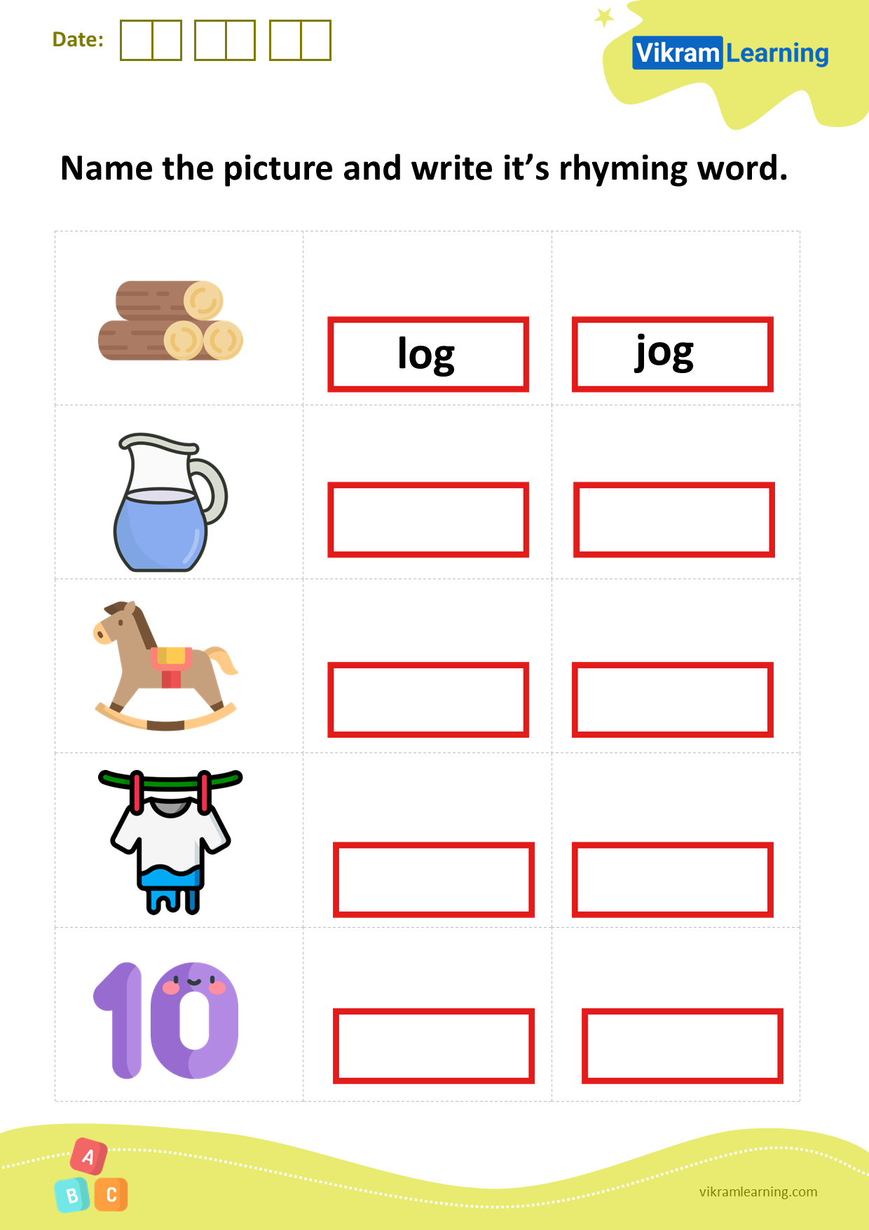 Download Rhyming Words Worksheets For Free Vikramlearning