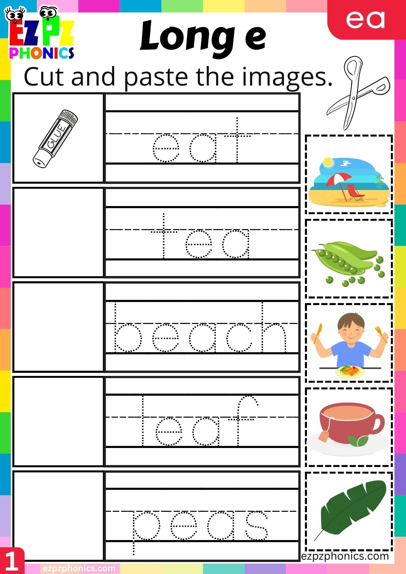 Worksheets For Kindergarten Phonics Ea Words