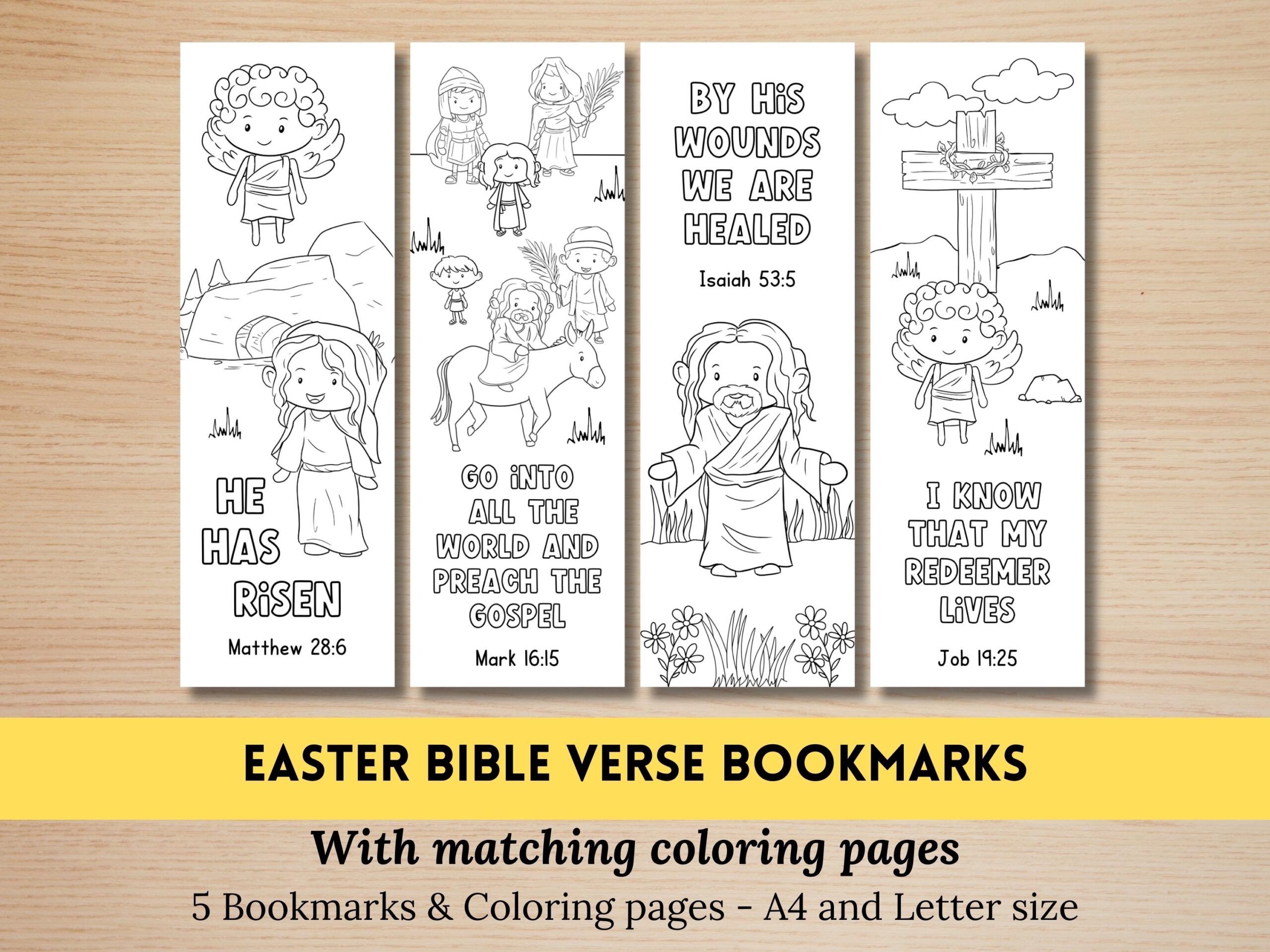 Easter Christian Bookmark Coloring Printable Preschool