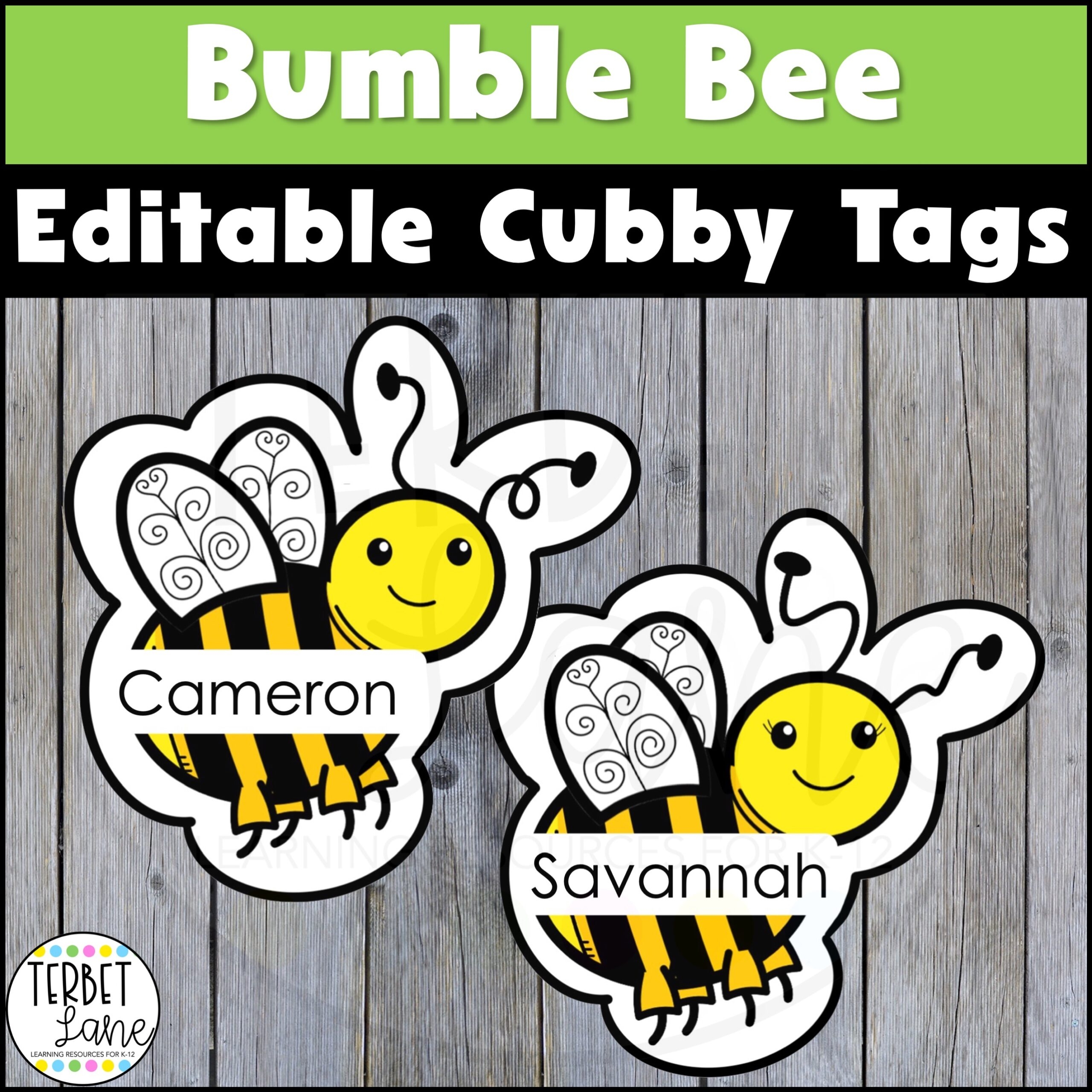 Editable Bumble Bee Cubby Tags Made By Teachers