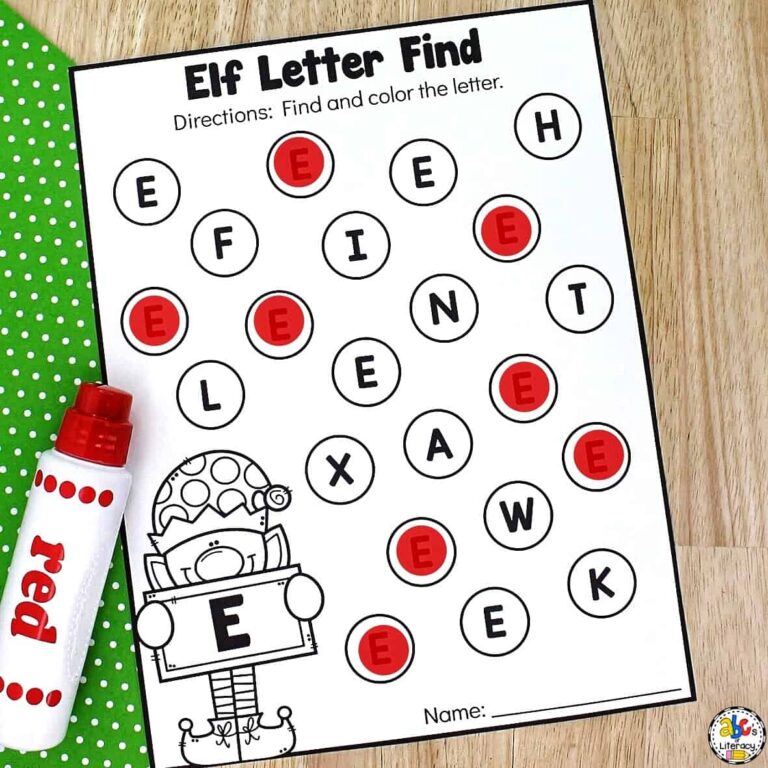 Elf Letter Find Worksheets