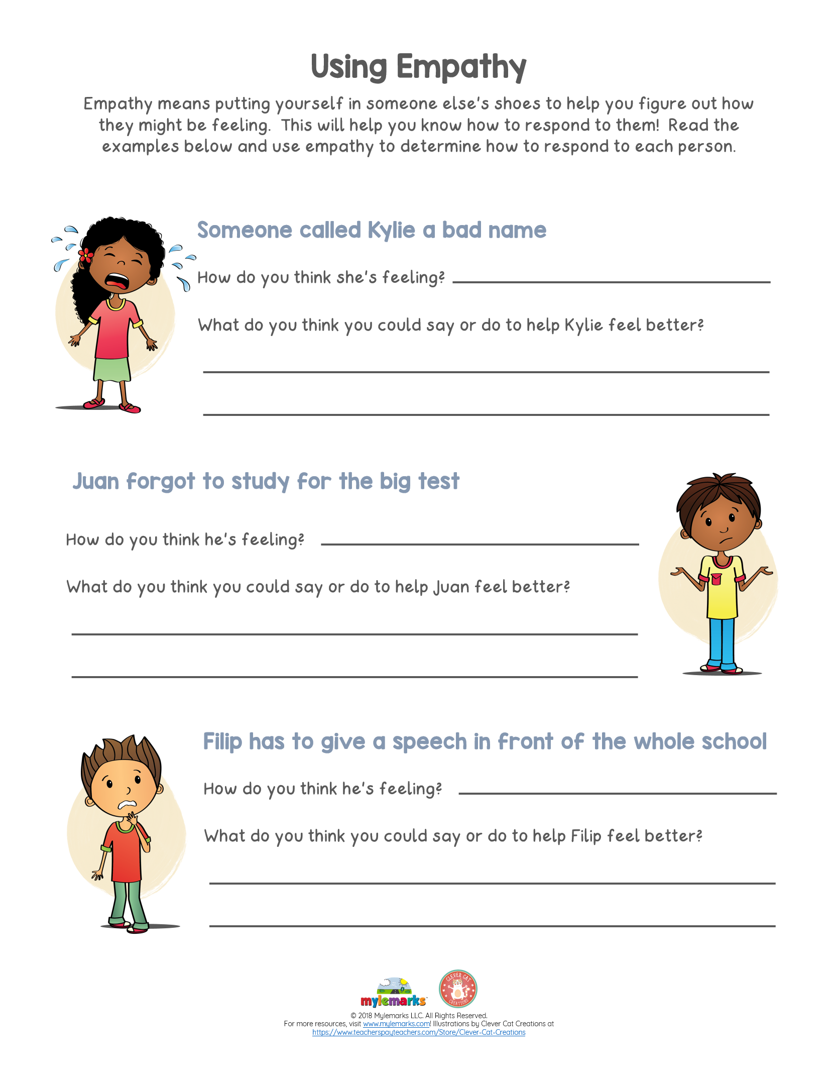 Empathy Worksheets Free By Counselor Chelsey Worksheets Library Worksheets Library