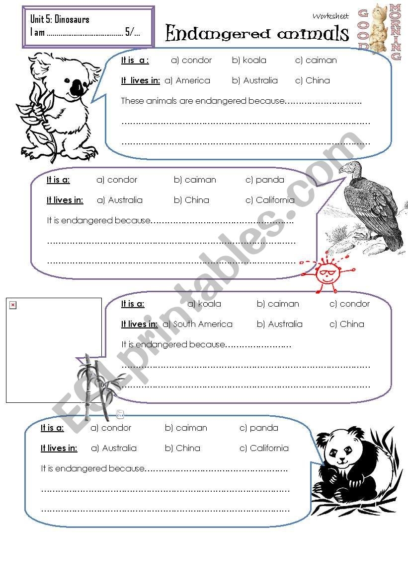 Endangered Animals Free Printable Worksheets
