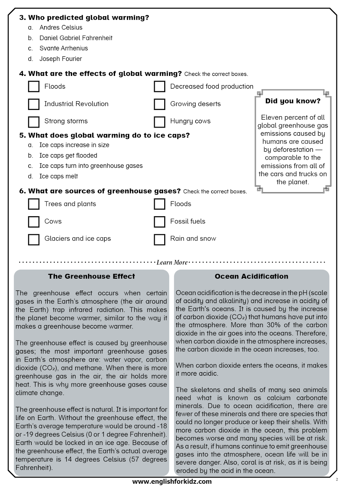 Climate Change Reading Comprehension Worksheets Climate Change Reading Comprehension Worksheets