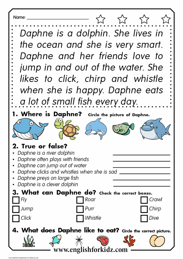 English For Kids Step By Step Reading Comprehension Worksheets