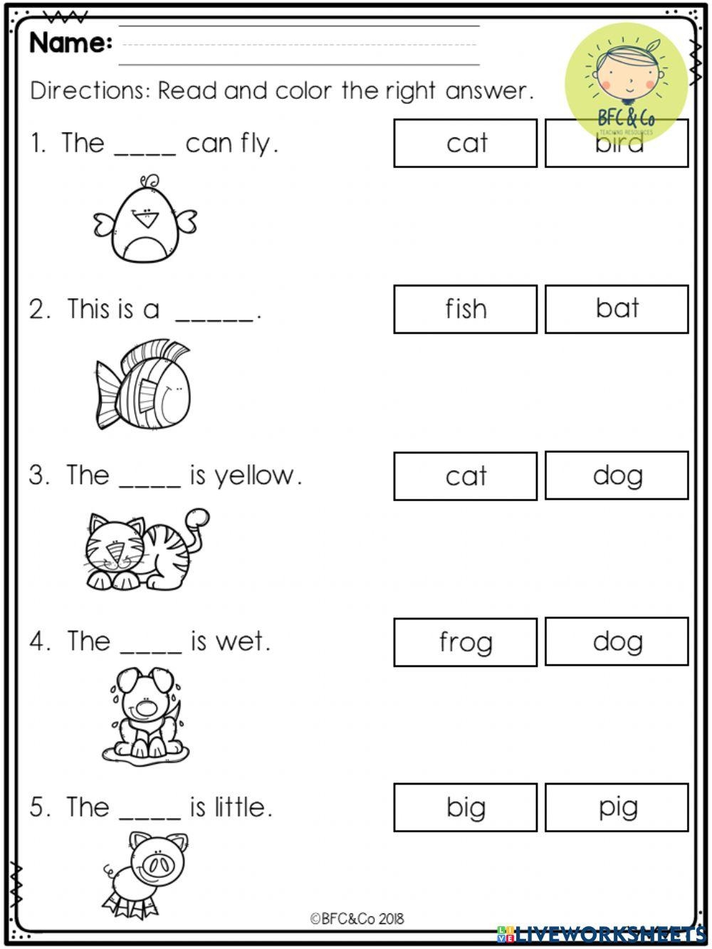 English Online Exercise For KINDERGARTEN Live Worksheets Worksheets Library