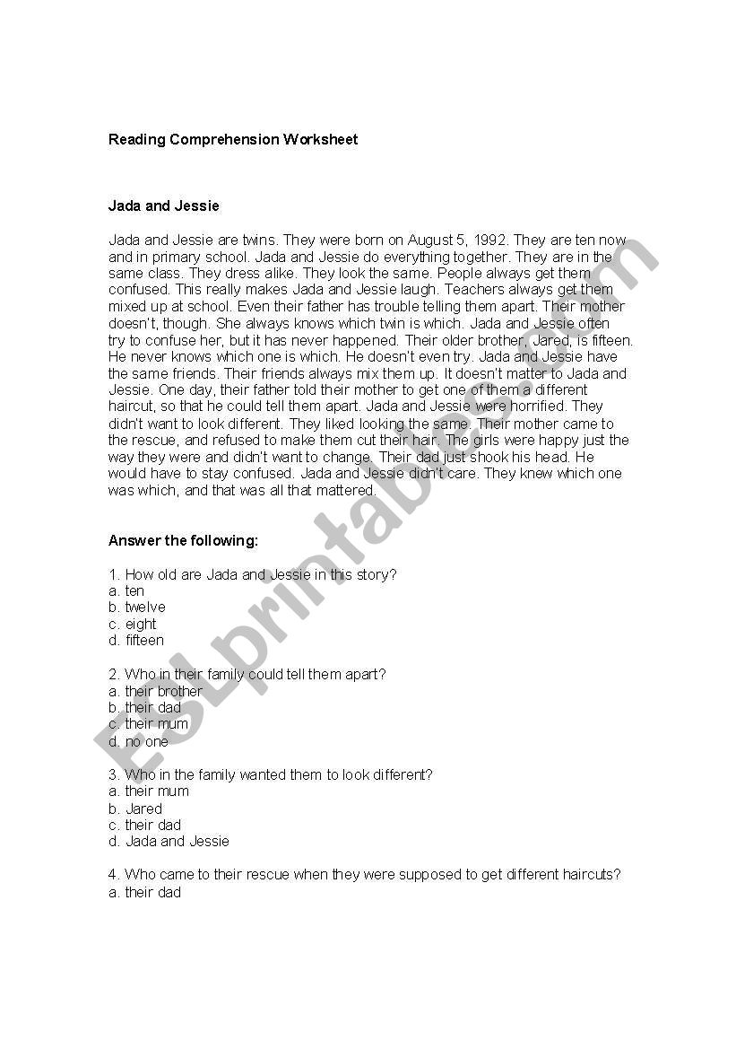 English Worksheets Grade 6 Reading Comprehension English Worksheets Grade 6 Reading Comprehension