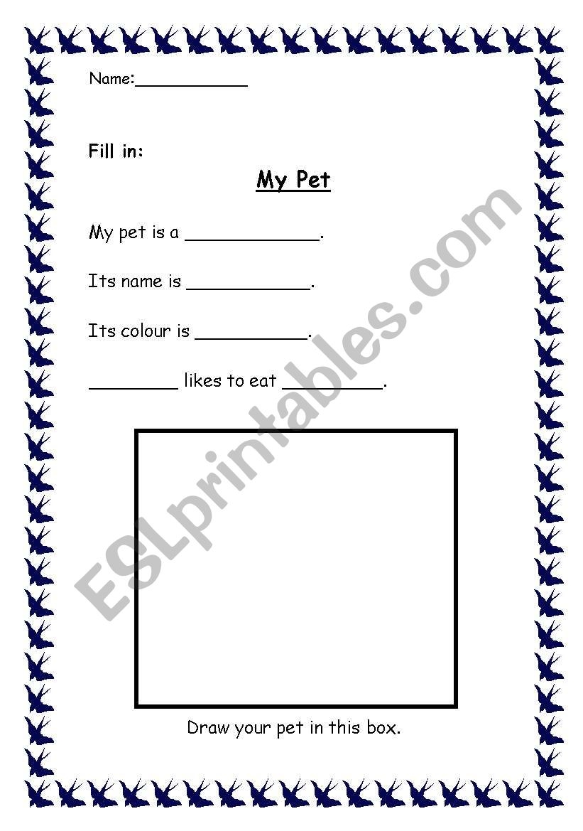 English Worksheets My Pet English Worksheets My Pet