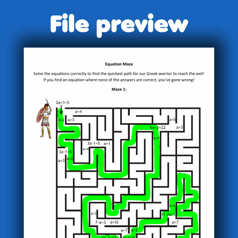 Equation Maze Worksheet And Answers Andy Lutwyche