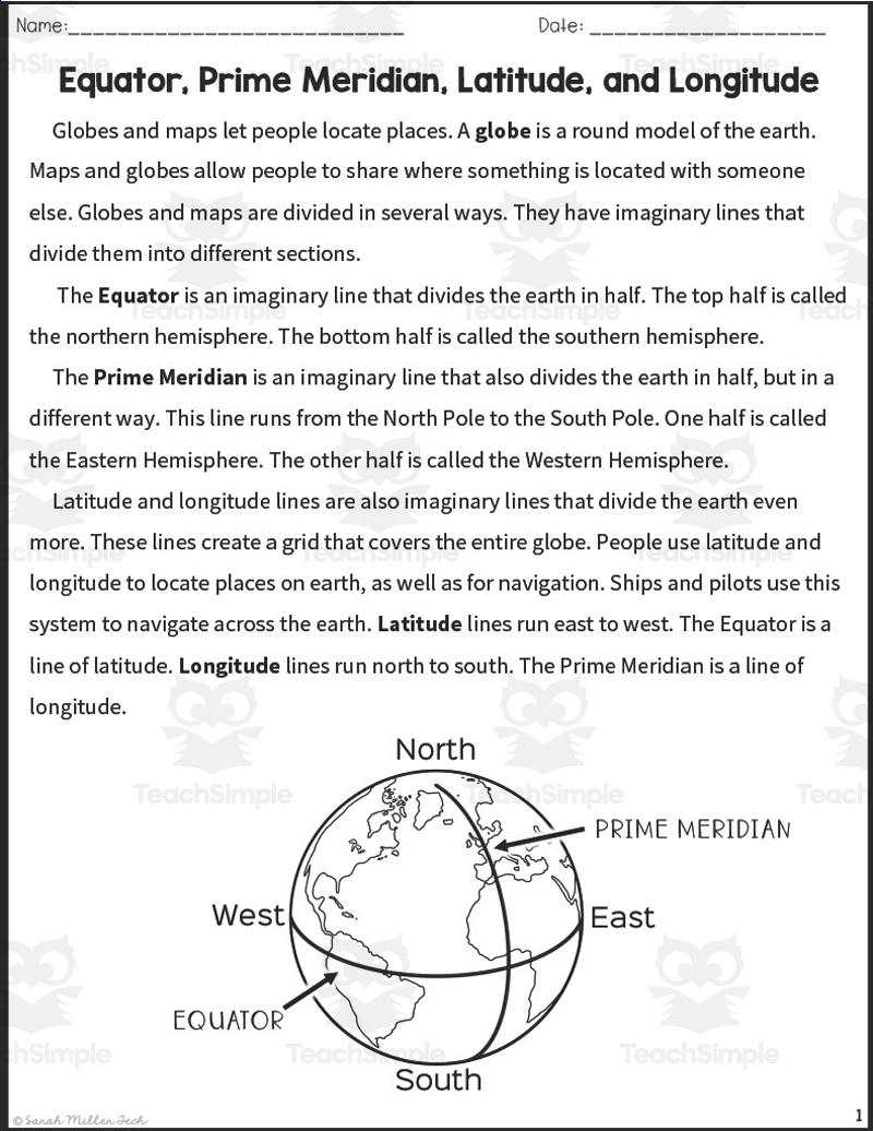 Equator And Prime Meridian Reading Packet By Teach Simple Equator And Prime Meridian Reading Packet By Teach Simple