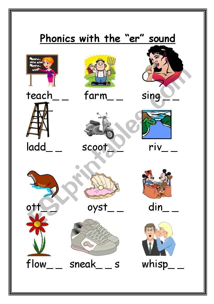 Er Words Worksheets For Kindergarten
