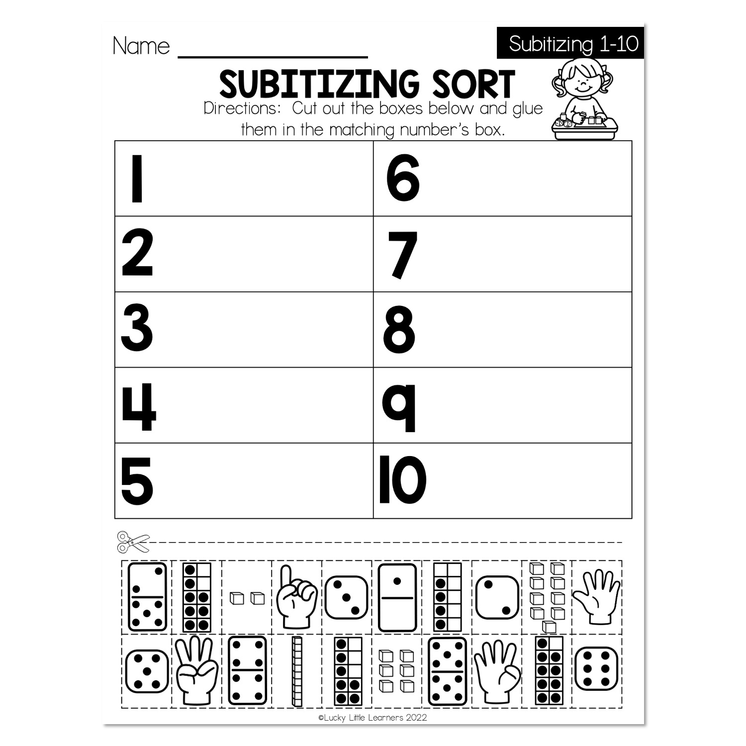 Fall Early Finishers 1st Grade Math Subitizing 1 10 