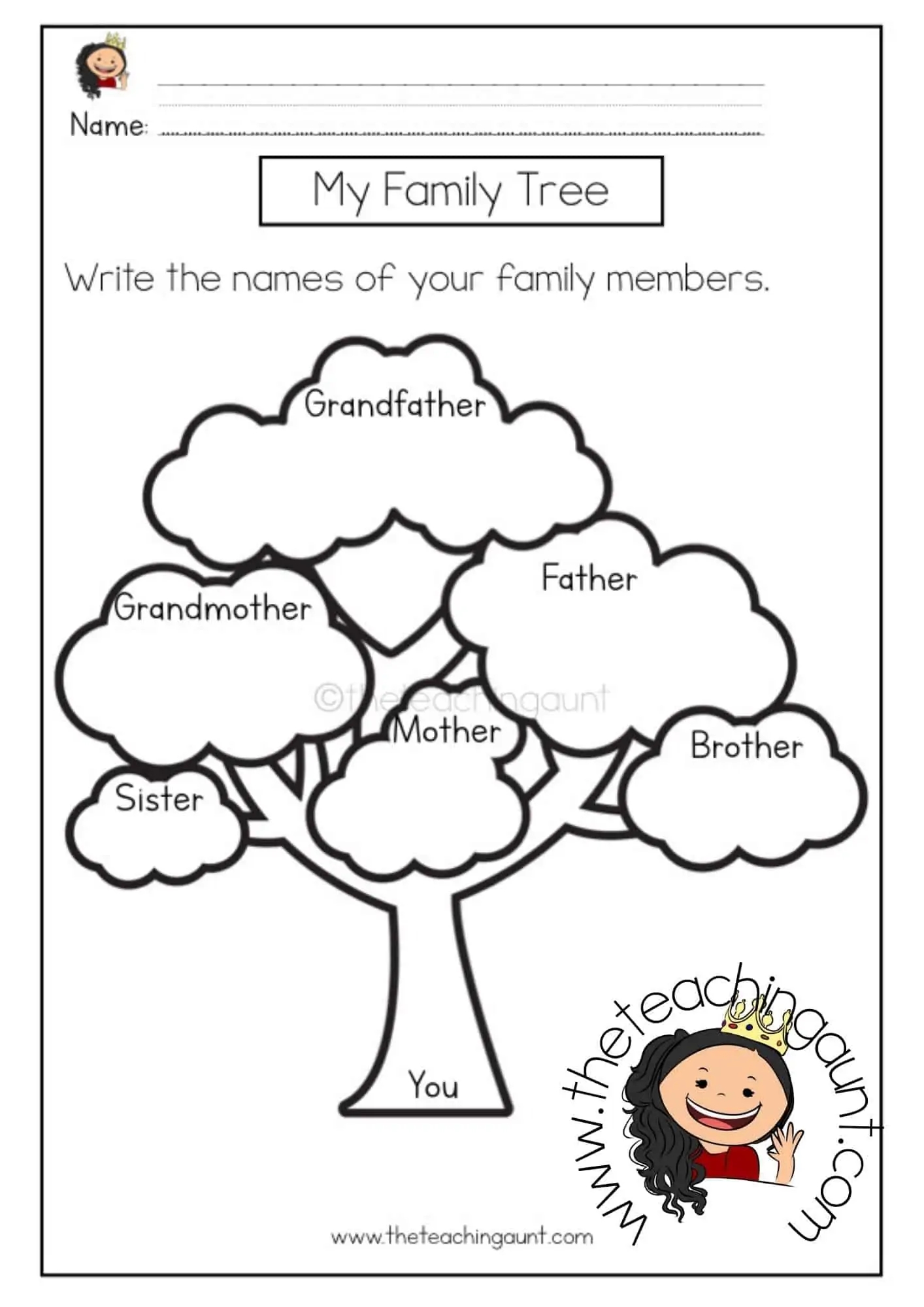 Family Members Worksheets The Teaching Aunt