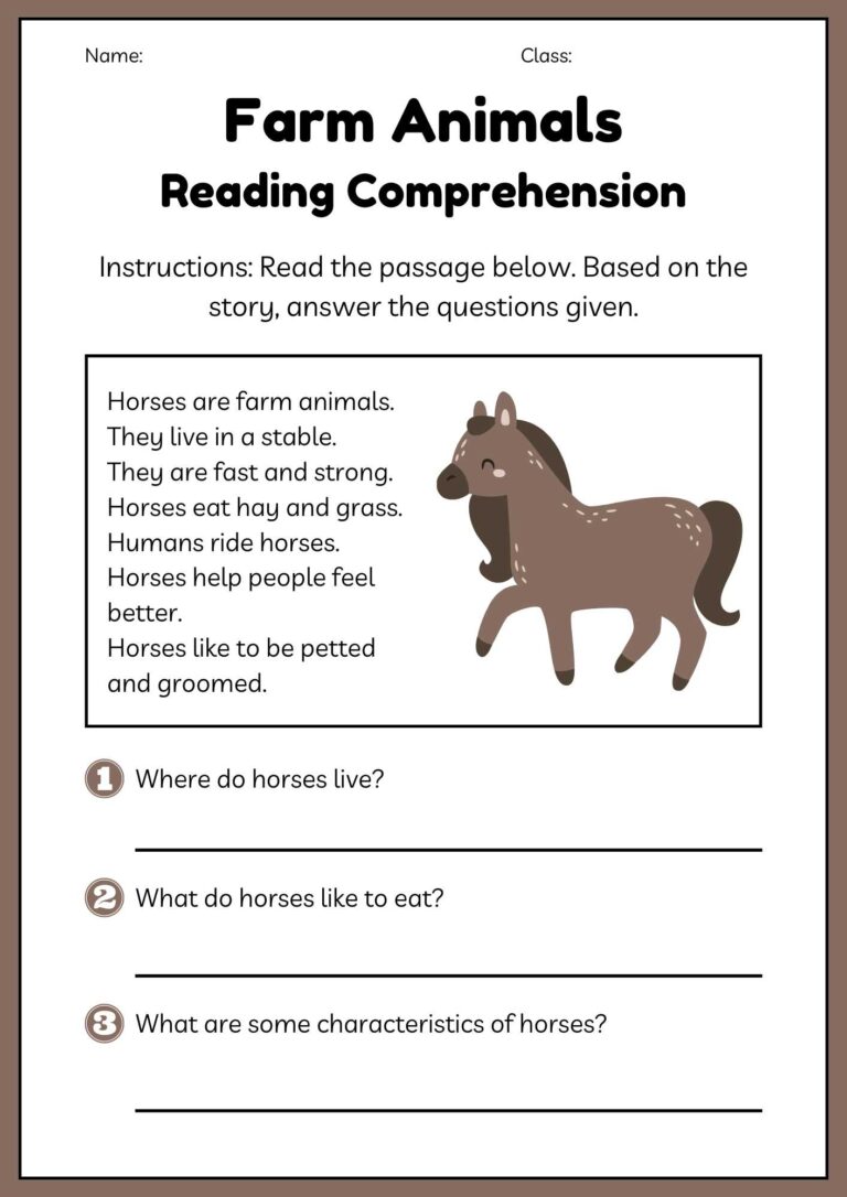Farm Animals Reading Comprehension Mobotoy