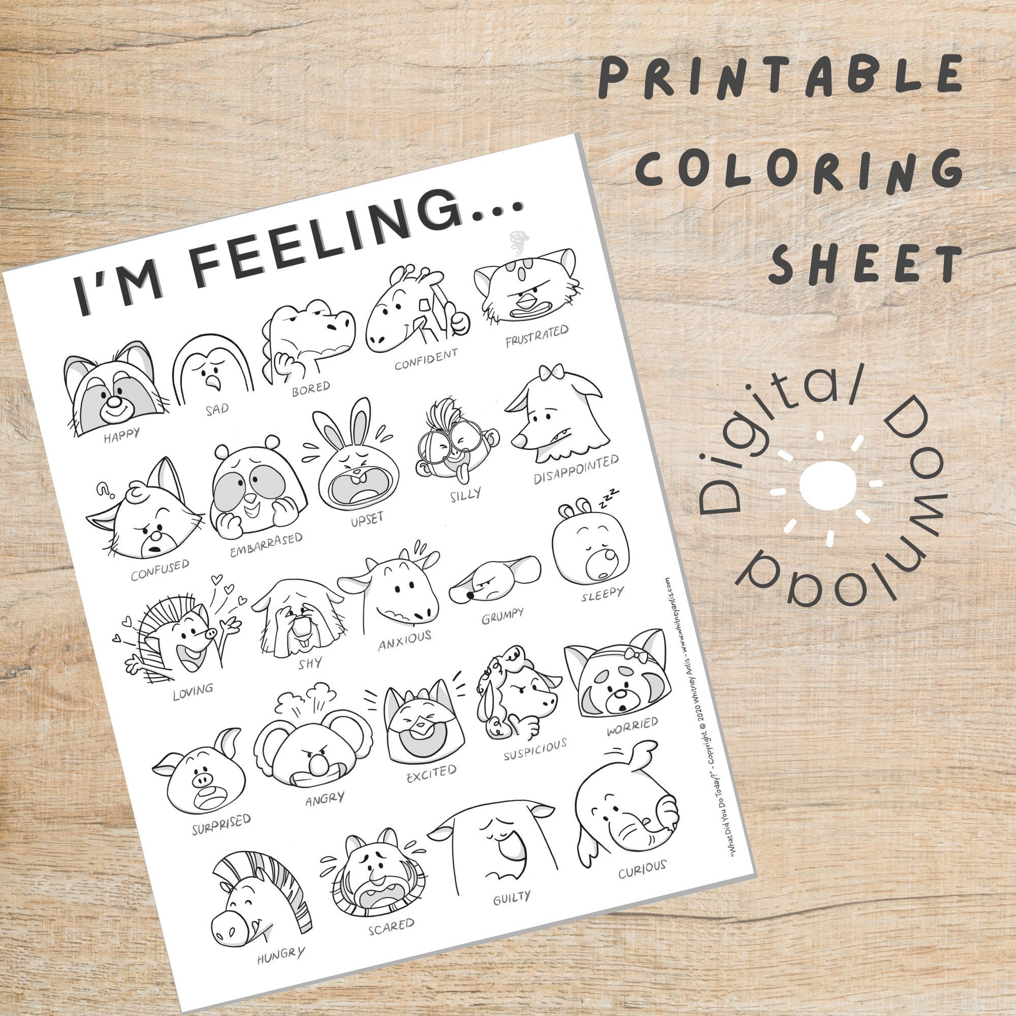 Preschool Printable Coloring Pages About Emotions