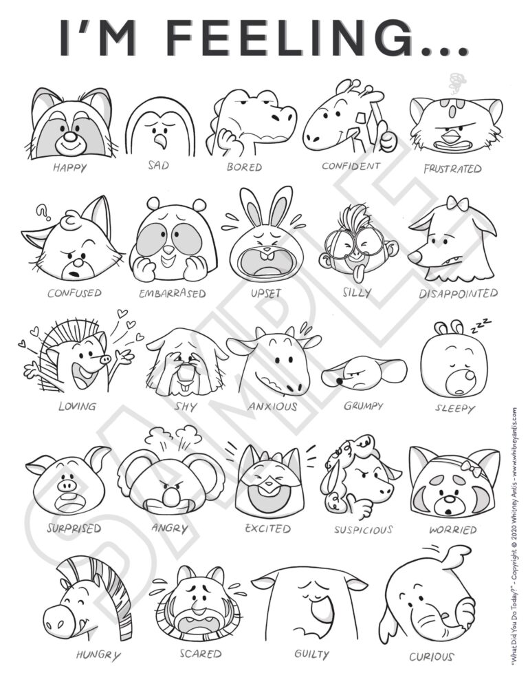 Feelings Coloring Sheet Printable Digital Download Social