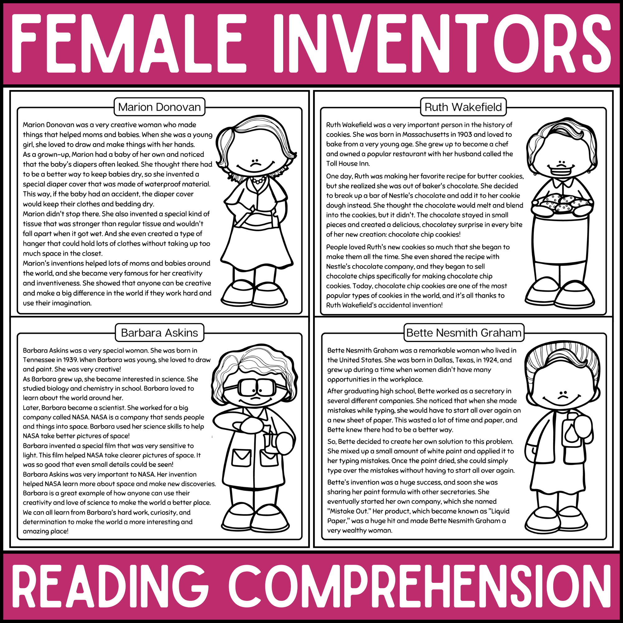 Female Inventors Reading Comprehension Passage BUNDLE Women s 