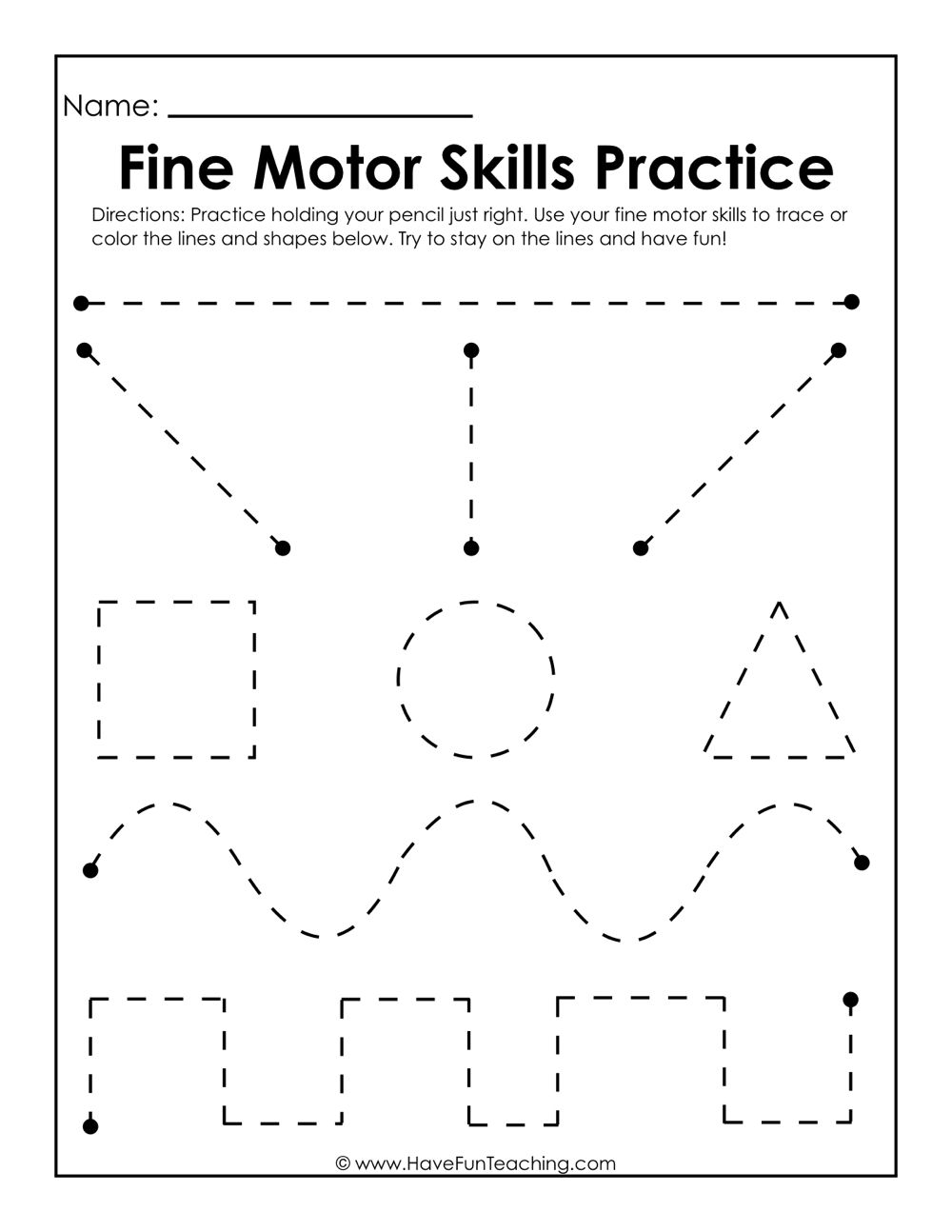 Free Fine Motor Skills Worksheets Kindergarten