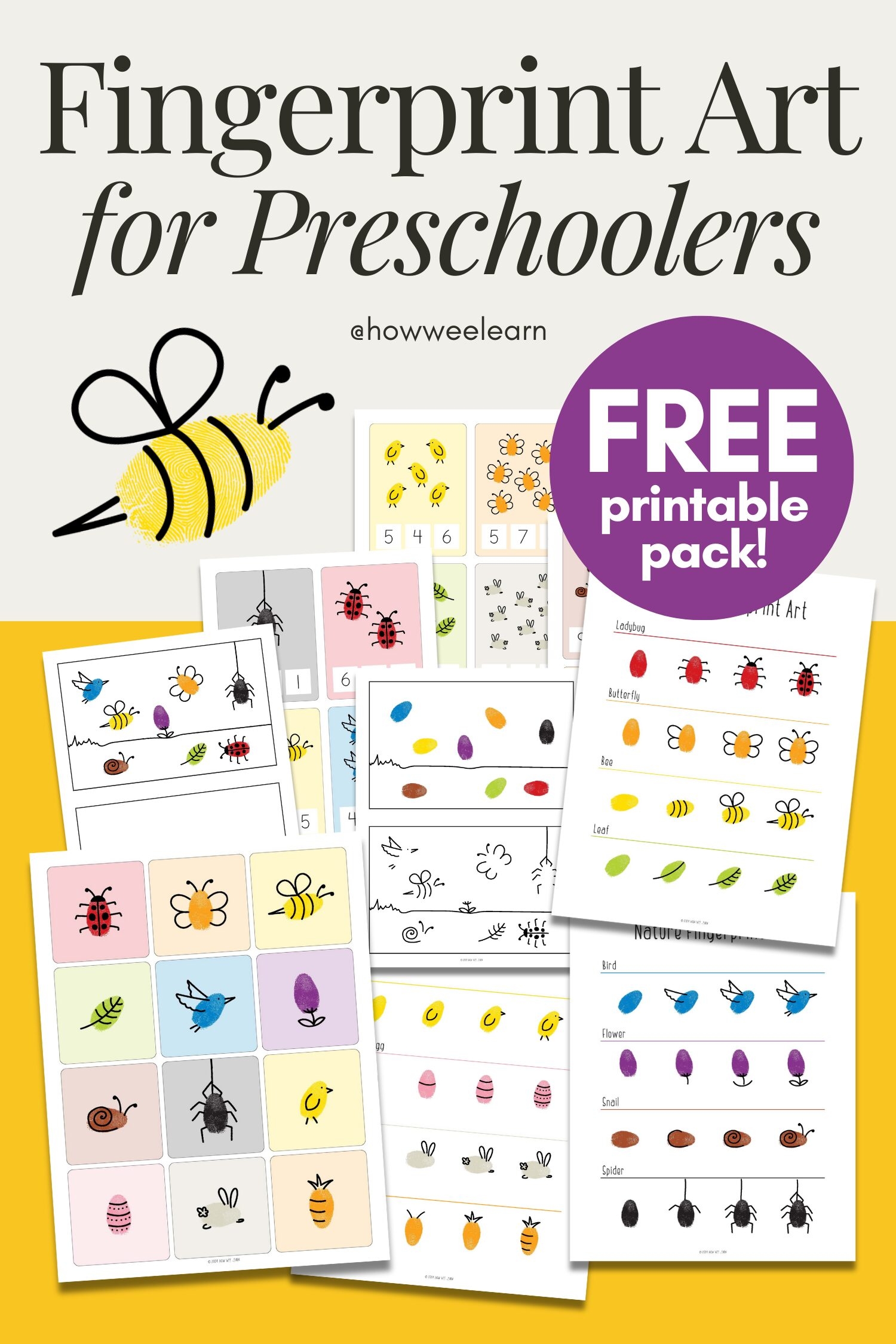 Fingerprint Art For Preschoolers Free Printable Pack How Wee Learn Fingerprint Art For Preschoolers Free Printable Pack How Wee Learn