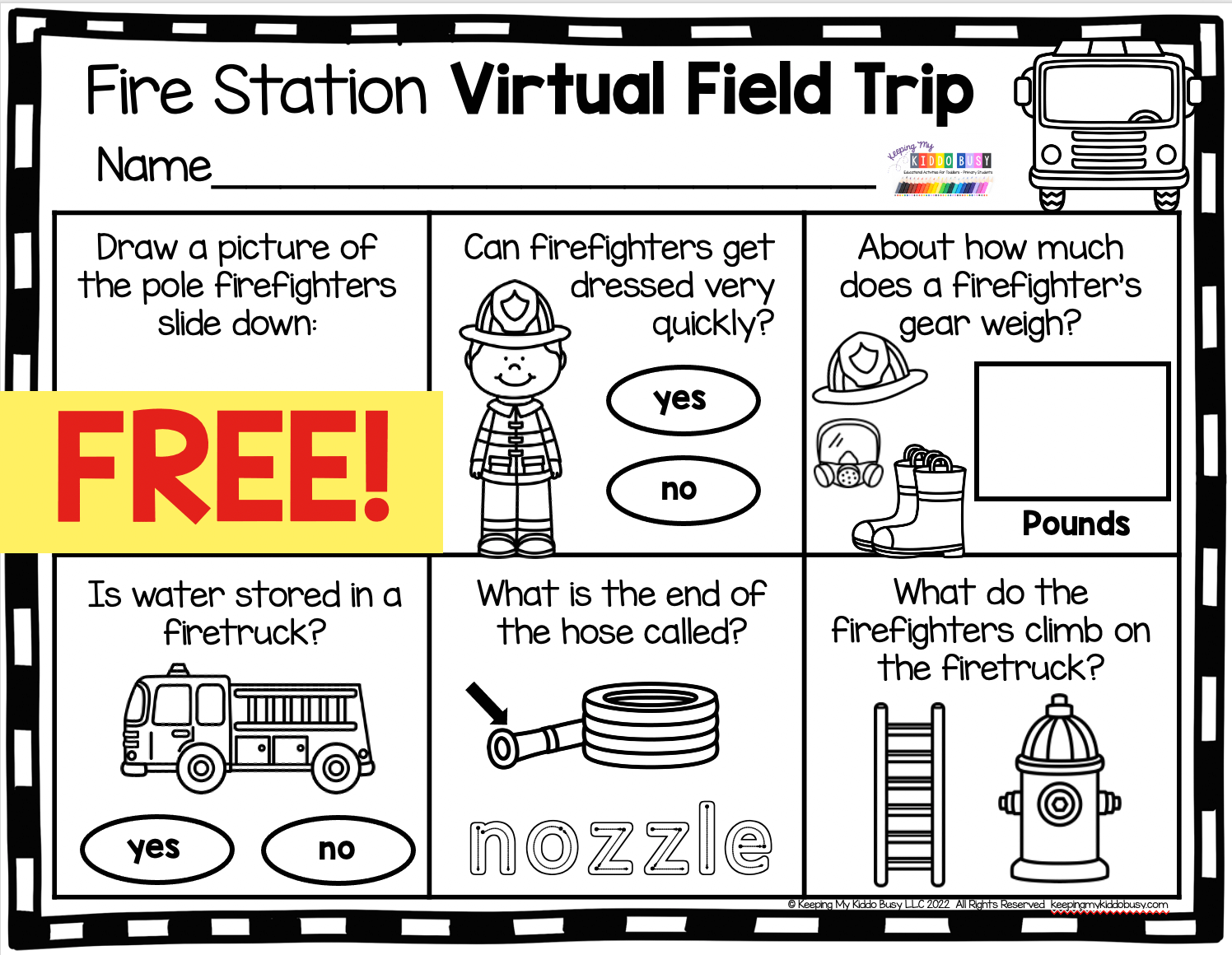 Fire Safety Week FREE Activities Kindergarten And First Grade 