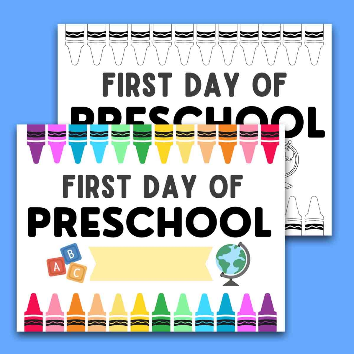 First Day Of School Printables Preschool
