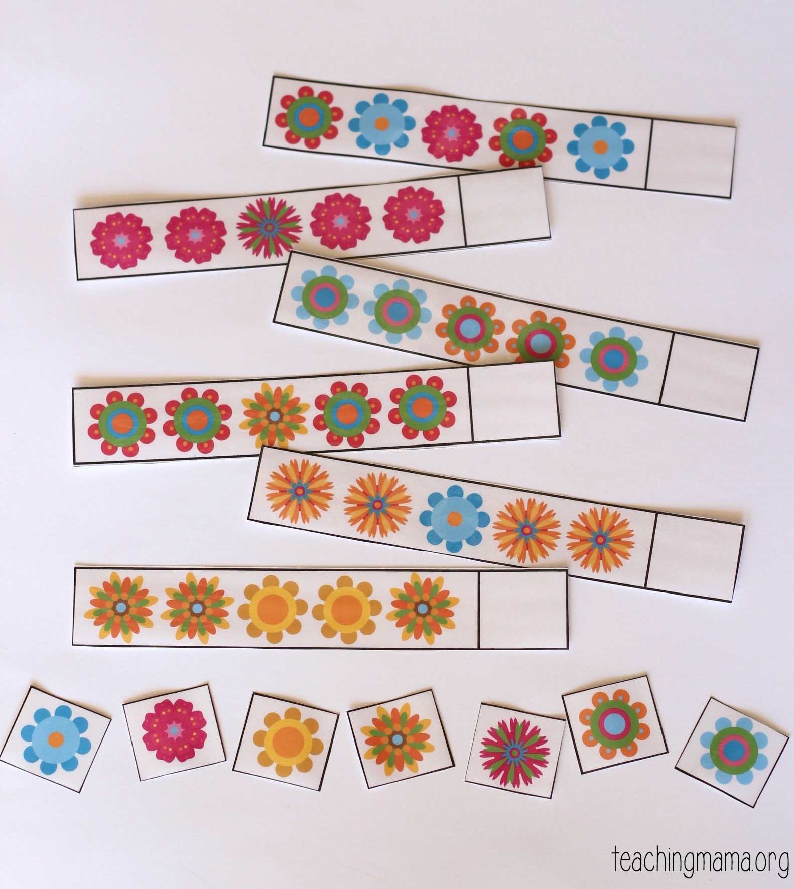 Flower Pattern Strips Teaching Mama