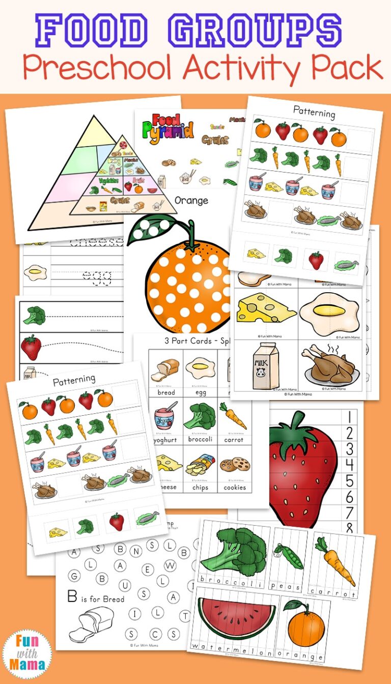 Food Groups Preschool Activity Pack Fun With Mama