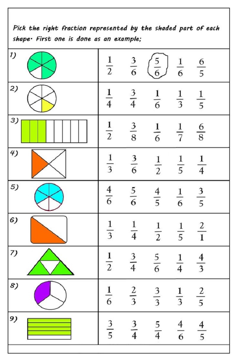 Free Printable 3rd Grade Fractions Worksheets