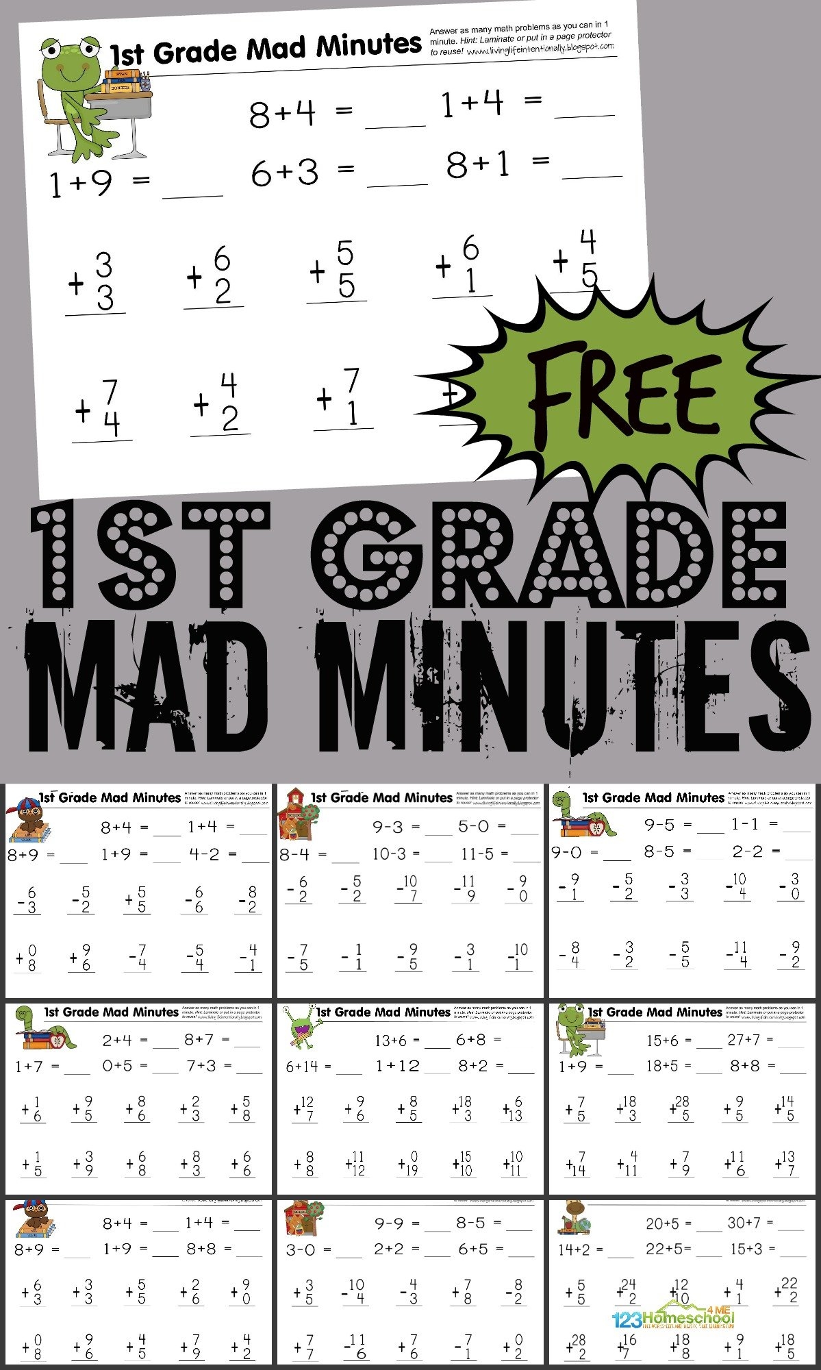FREE 1st Grade Printable Math Worksheets U0026 First Grade Mad Minutes FREE 1st Grade Printable Math Worksheets U0026 First Grade Mad Minutes