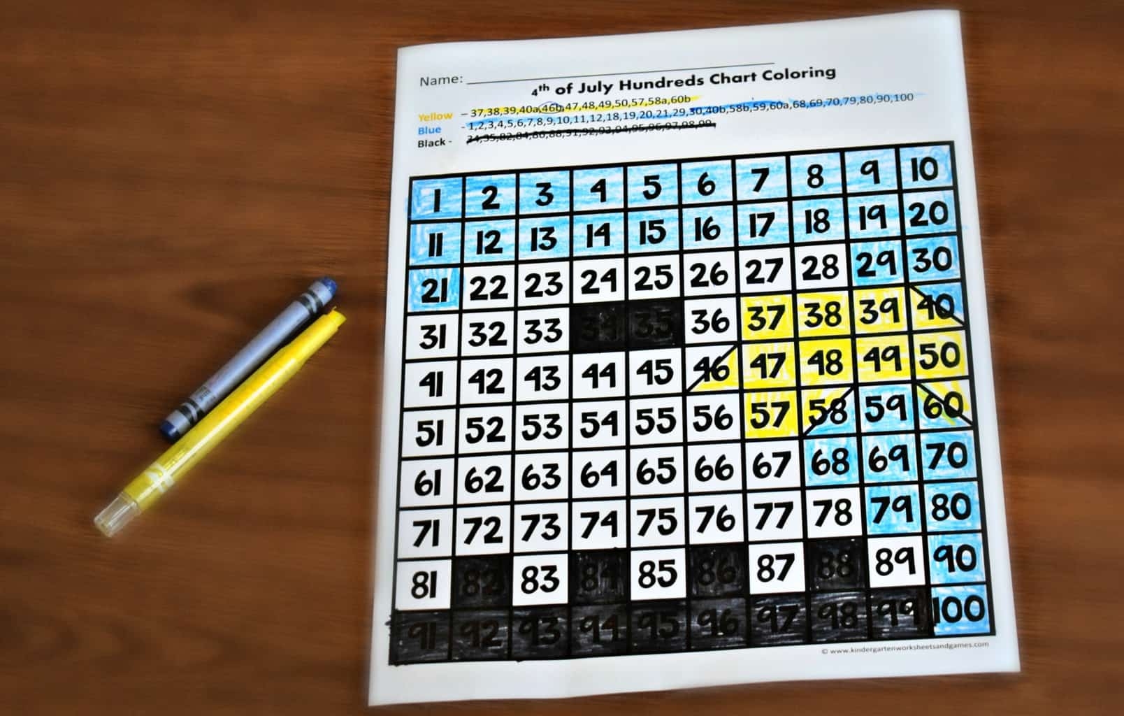  FREE 4th Of July Math Worksheets Hundreds Chart Color By Number