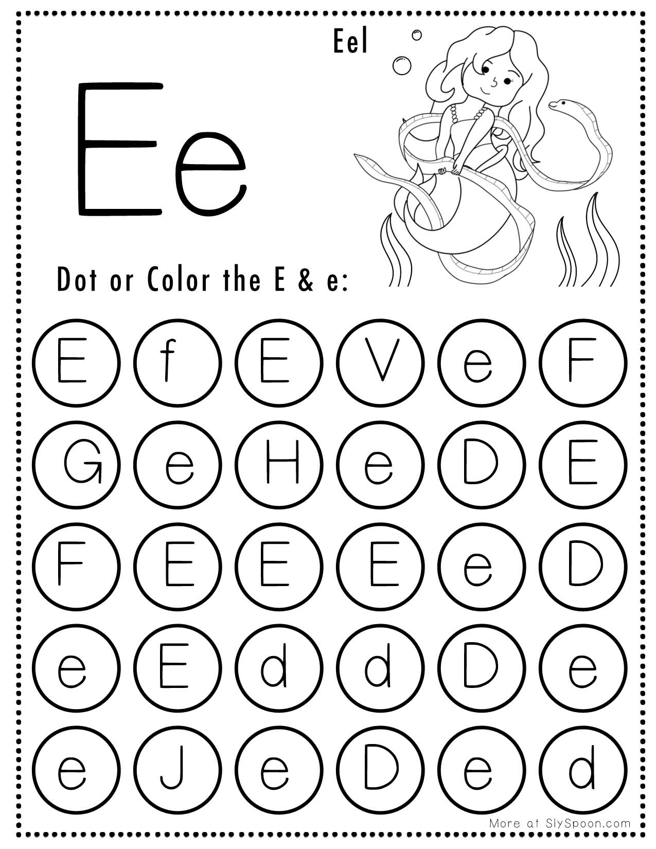 Free Alphabet Do A Dot Printables Worksheets Letter E Mermaid Free Alphabet Do A Dot Printables Worksheets Letter E Mermaid