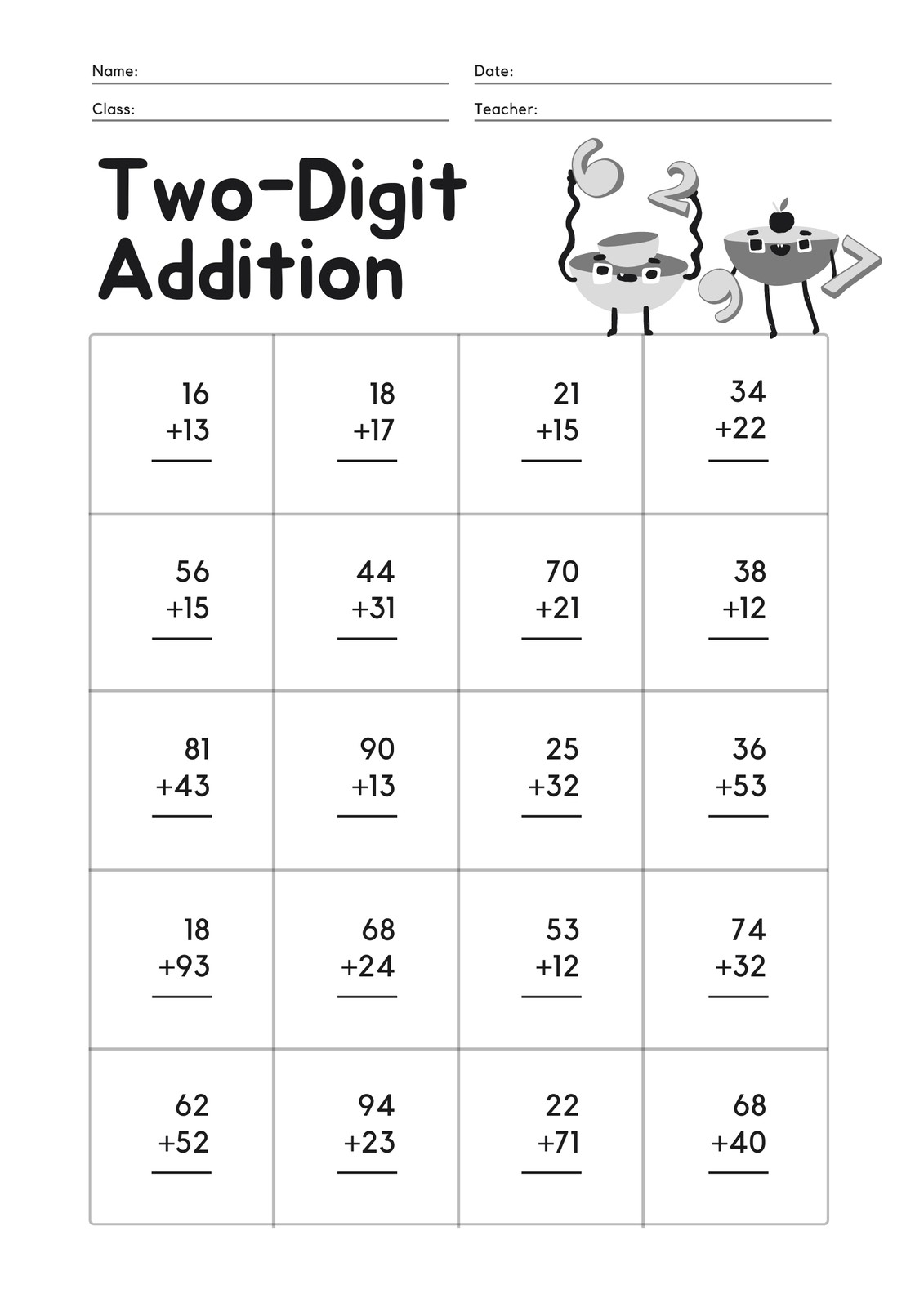 Basic Math Addition Worksheets Basic Math Addition Worksheets