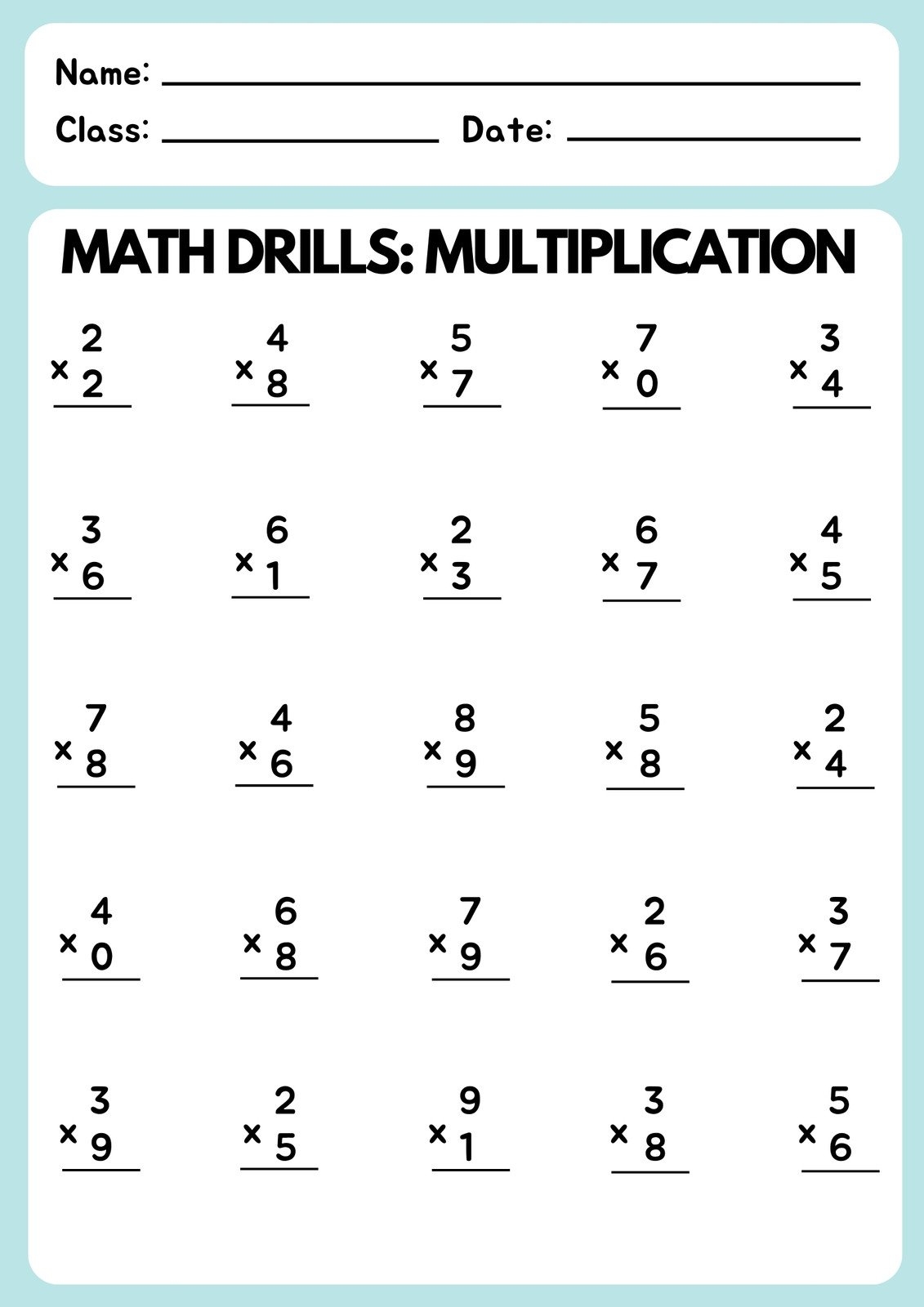 Free And Customizable Multiplication Templates Canva Free And Customizable Multiplication Templates Canva