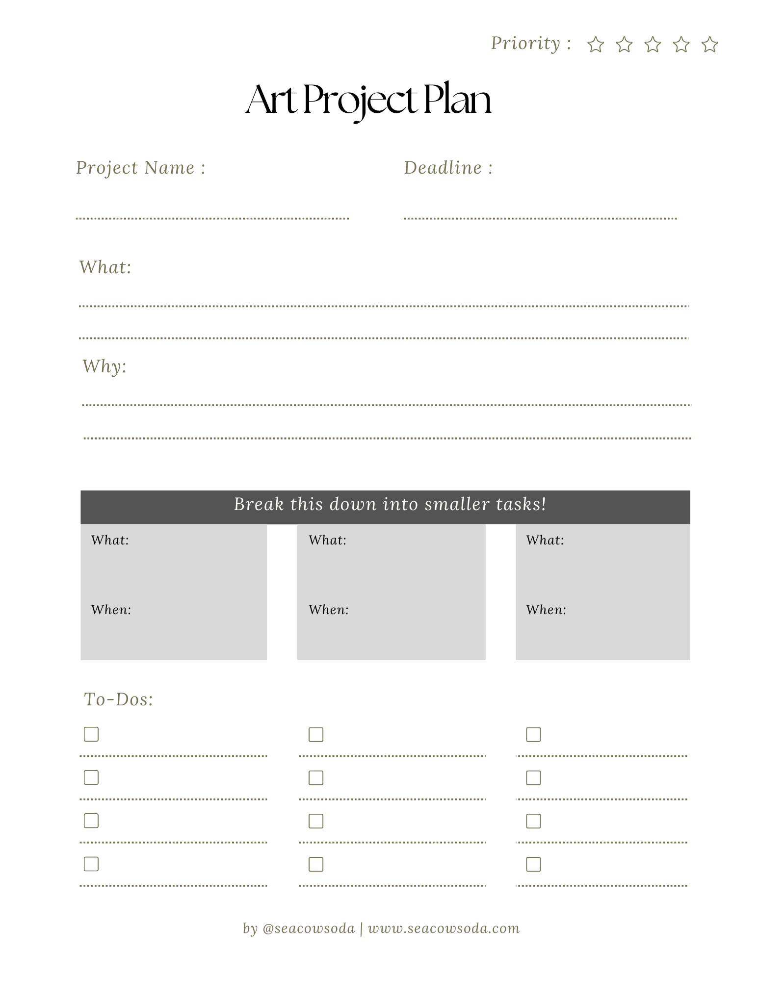 Free Art Project Planner Printable Lindsay Lauters Miller s Ko fi Shop