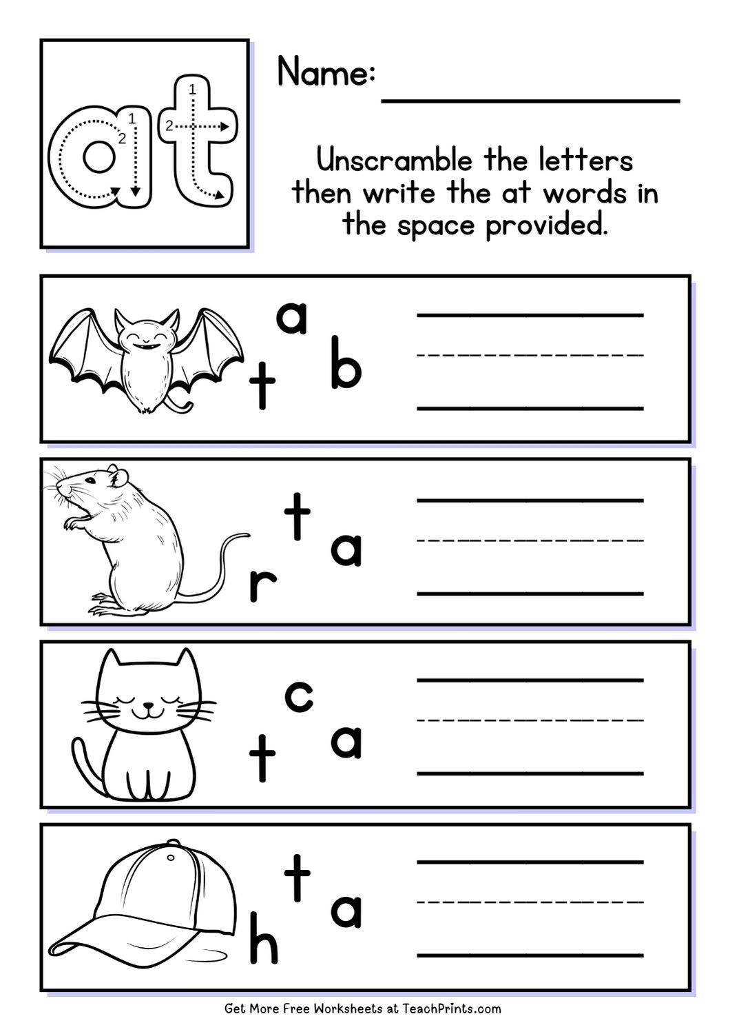 Kindergarten Word Family Worksheets Free