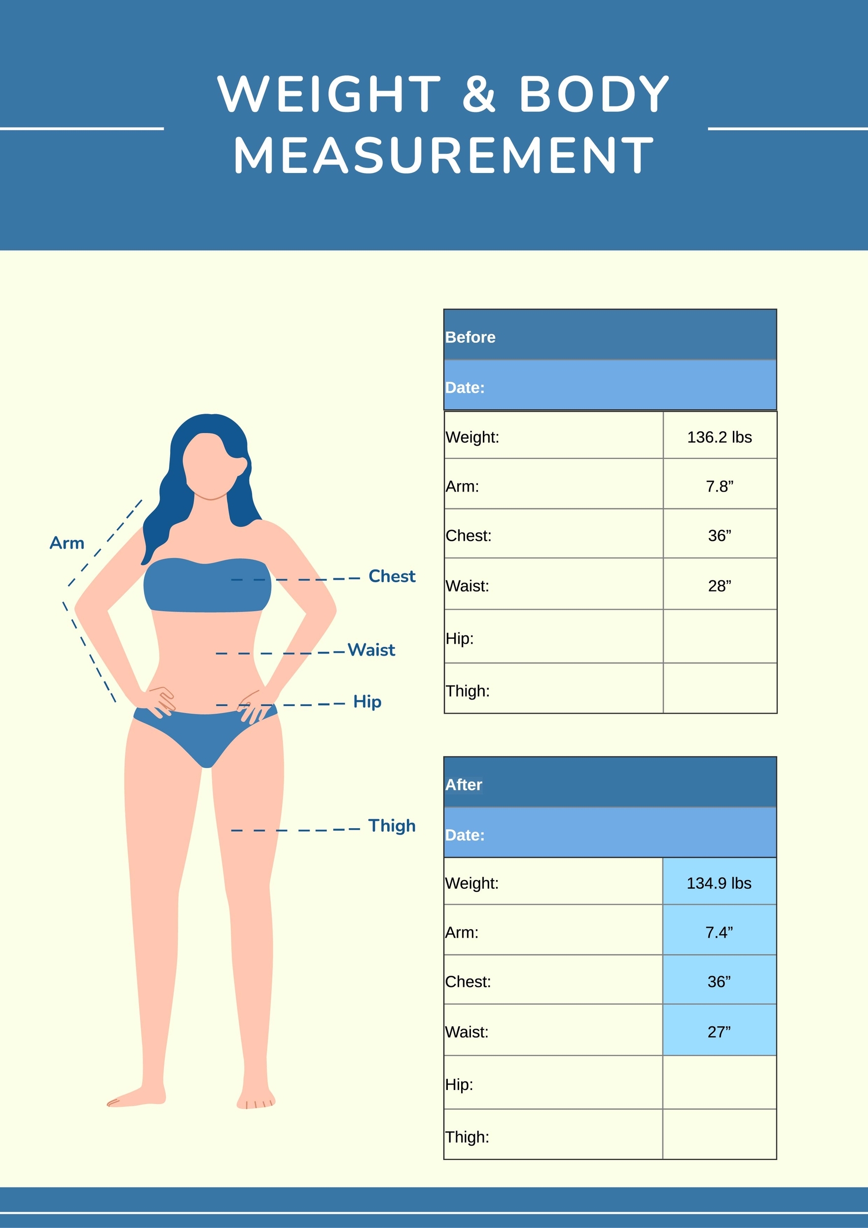 Free Body Measurement Chart Templates Editable And Printable