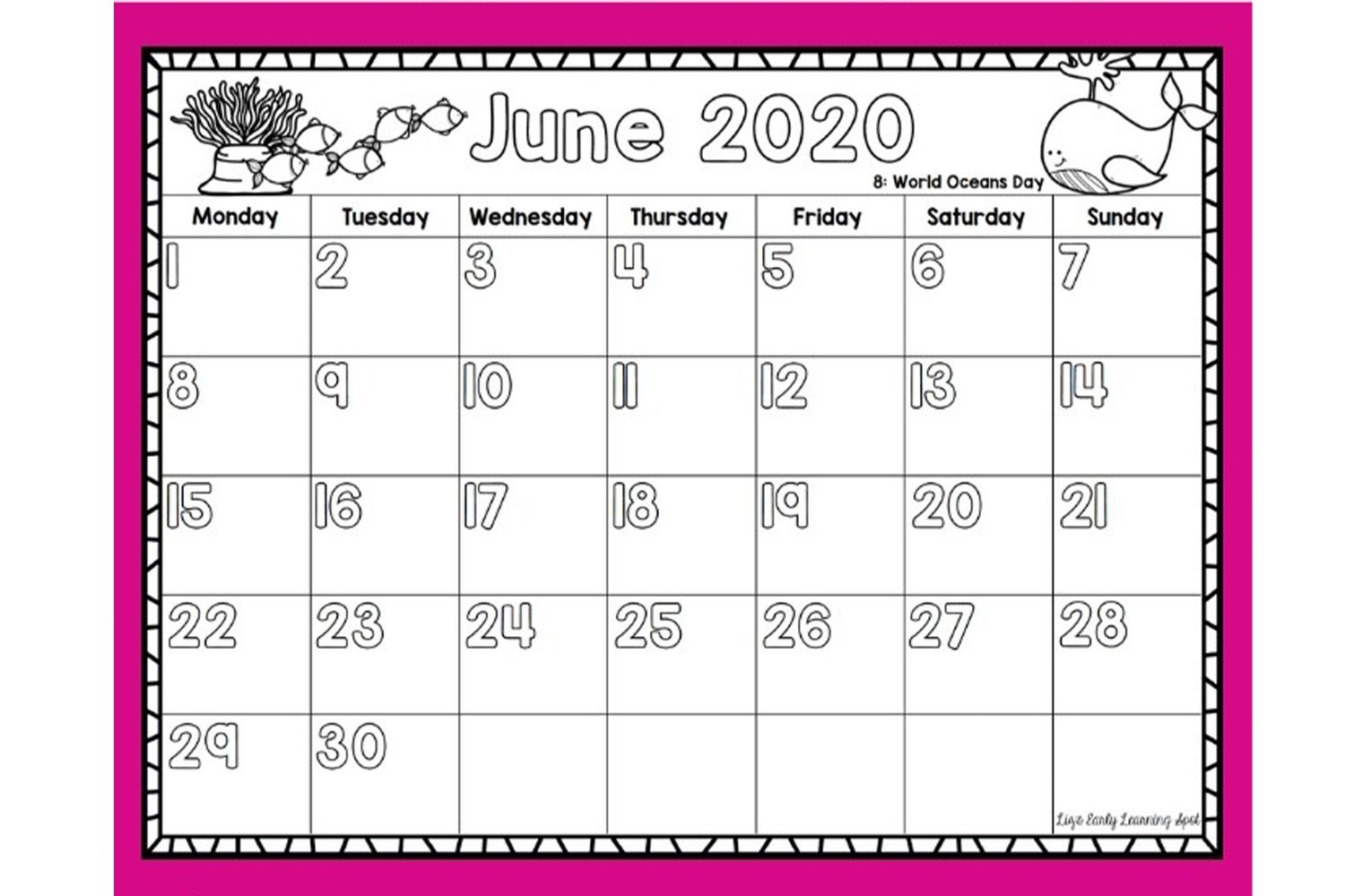 Free Printable Calendar Months For Preschool