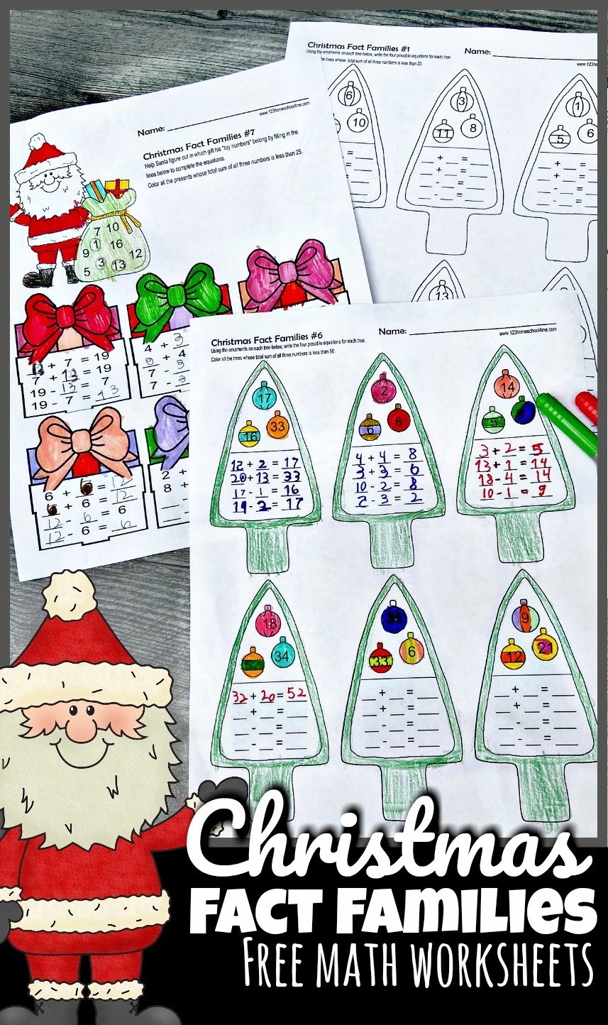 FREE Christmas Fact Families Addition And Subtraction Math Worksheets FREE Christmas Fact Families Addition And Subtraction Math Worksheets