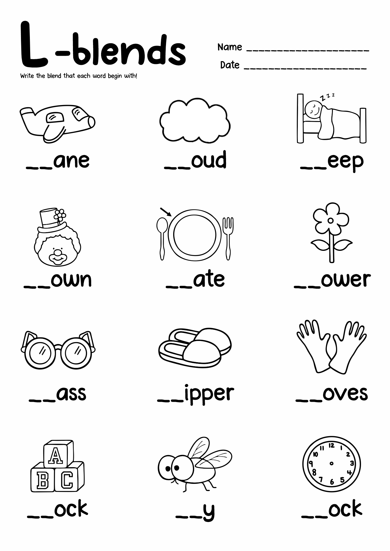 Free Consonant Blends With R Worksheets For Preschool Children 