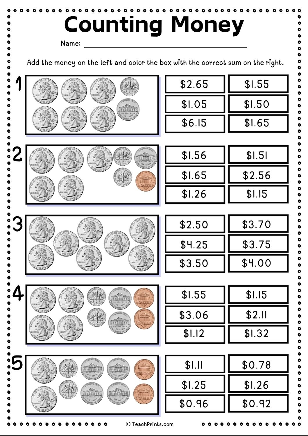 Free Counting Money And Coins Worksheets Teach Prints Free Counting Money And Coins Worksheets Teach Prints